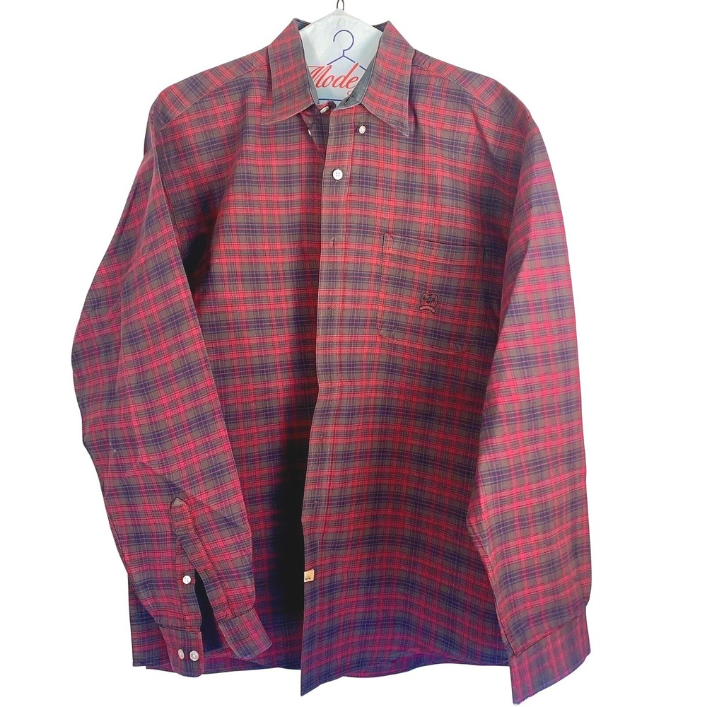 Cinch Western Shirt Mens XL Meas. Red Plaid Long Sleeve Button Down Cotton Tag L